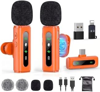 USB C Lavalier Microphone Wireless Mini Mic for Type-C Android Phone/Tablet/PC Video Recording Clip-on Mics with Rotatable Clip&Denoise Recording, Ideal for Vlog Youtube Content Creator, Orange
