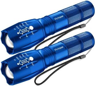 Victoper LED Flashlight 2 Pack Blue, Bright High Lumens Tactical Flashlights High Lumens with 5 Modes, Waterproof Zoomable Flash Light for Outdoor, Gifts for Father's Day Camping Essentials Gear