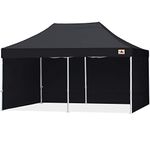 ABCCANOPY Pop Up Gazebo With Side Panels and Door Wall Commercial Shelters Instant Shade And Block Rain, Bonus Upgraded Roller Bag, 4 Weight Bags, Stakes and Ropes (3x6M,Black)