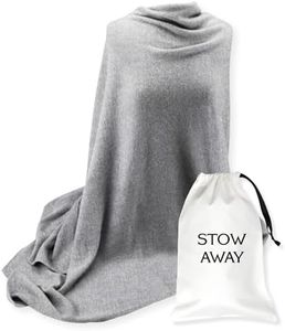 Jet&Bo 100% Pure Cashmere Travel Wrap, Scarf & Blanket Gray, Storage Bag + Gift Box