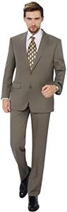 P&L Men's Suits 2 Piece Classic Fit - Polyester Single Breasted 2 Buttons Blazer & Trousers Tan