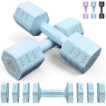 Sportneer Adjustable Dumbbells Hand Weights Set: 1 Pair 2 4 6 8 10lb (2-5lb Each) Fast Adjust Dumbbell Weight 6 In 1 Free Weights Barbells For Women Men Home Gym Workout Strength Training (Blue)