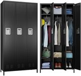 Aobabo Metal Lockers for Employees School Office Gym Home lockers Storage,3 Doors Lockers with 6 Shelves and 6 Hooks,Black, Assembly Required