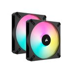 Corsair iCUE AF140 RGB Elite 140mm PWM Dual Fan Kit - Eight RGB LEDs Per Fan - AirGuide Technology - Fluid Dynamic Bearing - Zero RPM Fan Mode - Included iCUE Lighting Node CORE Controller - Black