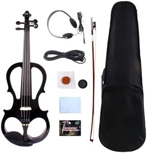 Vetimobato 16 Inch Electric Viola - Practice Silent Viola Solidwood Walnut with Maple Neck,Ebony Fittings, Metallic Coating,Case, Bow, Headphones,AUX Cable - Perfect for Beginner & Professional(Black)