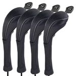 Andux 4 Pack Long Neck Golf Hybrid Club Head Covers Dial No. Tag CTMT-01 Black/Black