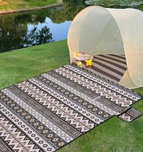 Lady Miranda Family Outdoor Picnic Blankets with Carry Strap 60" x 80" Beach Blanket Waterproof Sandproof Indoor Outdoor Blanket Foldable for Many Use Spring Summer Picnic Mat (Black)