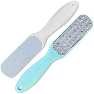 GEMGIMY 2 Pcs Double Sided Multidirectional Nickel Foot File Callus Remover Heel Scraper Foot Scrub Care Tool to Remove Rough Cracked Corns Smoothing Hard Skin