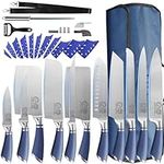 XYJ Knives,Professional Knife Sets for Master Chefs,11-pcs Chef Knife Set with Bag,Meat Cleaver Butcher for Camping