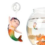 Teksome Floating Mermaid Aquarium Decorations,Fish Tank Adjustable Decorations - Cute Mermaid Statue for Fish Toys, Small Aquarium Decor for Dormitory, Home