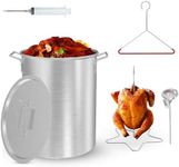 30 Qt Aluminium Stock Pot Kit – Turkey Fryer Pot With Lid, Lifting Hook, Stand & Thermometer – Large Deep Fryer For Frying, Seafood Boiling & Outdoor Cooking