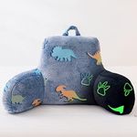 Aimuan Reading Pillow Glow in The Dark Bed Rest Wedge kids Glow Backrest Pillow Dinosaur Print with Arms Back Support for Sitting Up in Bed Cushion, Orange-blue