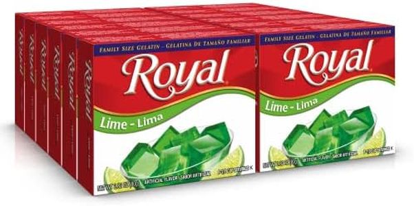 Royal Bilingual Gelatin, Fat Free Dessert Mix, Lime, 2.8 Ounce (Pack of 12)