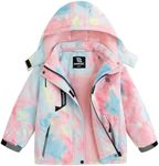 Simplee kids Girls Waterproof Ski Snow Jacket Fleece Raincoat Colorful Winter Coat Warm Hooded, O-pink Snow Mountain, 2-3 Years