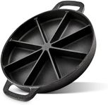 Modern Innovations Classic Cast Iron Wedge Pan, Non-Stick Cornbread Skillet with Easy Transport Handles, 8 Slice Divided Cast Iron Baking Pan for Scones, Biscuits, Breads & Desserts