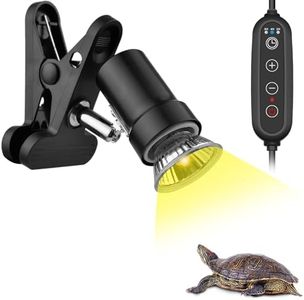 DOMICA Dimmable Reptile Heat Lamp with Timer + 50W UVA UVB Light Bulb, Basking Spot Light Simulated Sunlight, Heating Lamp for Turtle, Lizard, Snake, Beared Dragon, Amphibians