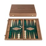 Manopoulos Walnut with Green Oak Luxury Backgammon Set & accessories - 19 inch x 12 inch (48cm x 30cm) Closed) – Classic Strategy Board game