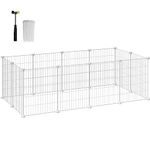 SONGMICS - Pet Playpen - Metal Enclosure Fence - For Hamsters, Rabbits - Modular Playpen for Small Animals - White - LPI01W