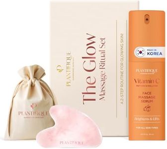 PLANTIFIQUE Massage Ritual Set Premium Certified Rose Quartz Gua Sha + Vitamin C Serum Skin Care Set, Birthday Gifts for Women, Teens, Mom, Brides