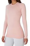TCA Women's SuperThermal Long Sleeve Performance Base Layer Running Training Top - Pink Silver, S
