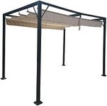 Airwave Manhattan 3 x 2.15M Metal Gazebo with Retractable Roof, Water Resistant Beige Canopy, Ideal Pergola for Smaller Outdoor Spaces, Rust, Chip and Frost Resistant