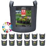 JERIA 12-Pack 7 Gallon, Vegetable/Flower/Plant Grow Bags, Aeration Fabric Pots with Handles (Black)