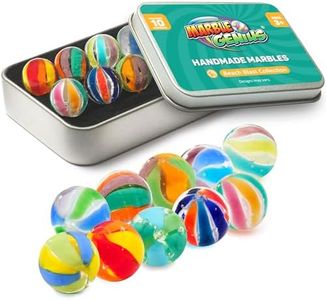 Marble Genius Collectors Marbles, Beach, 16mm (⅝ Inch), 10 Handmade Glass Marbles Stocking Stuffers for Marble Lovers, Gifts for Kids Ages 3+