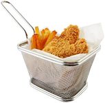 (Large 13cm ) - Stainless Steel Mini Square Fry Basket French Fries Holder, Fried Food Table Serving (Larger 13cm )