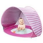 Baby Beach Tent with Pool,Upgrade Easy Fold Up & Pop Up Unique Ocean World Baby Tent,50+ UPF UV Protection Outdoor Tent Aged 3-48 Months Baby Kids Parks Beach Shade (UV Protection Pool Rose)