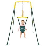 FUNLIO Baby Jumper with Stand for 6-24 Months, Infant Jumper for Indoor/Outdoor Play, Toddler Jumper for Baby Girl/Boy, with Adjustable Chain, Easy to Assemble & Store (with Stand) - Green