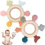 2 Pack Teething Toys for Baby, Silicone Teether Teething Ring for Babies, BPA Free Baby Toys 0 3 6 12 Months, Teething Relief Chew Toys Nursing Accessories for Baby Boy Girl Toddler Infant