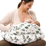 Momcozy Original Nursing Pillow for Breastfeeding, Plus Size Breastfeeding Pillows for More Support, with Adjustable Waist Strap and Removable Cotton Cover, Spring Leaves