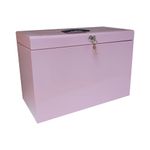 Cathedral Products A4+ (Foolscap) Steel File Box with Starter Pack of 5 Suspension Files - Pastel Pink