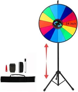 Hooomyai 24 Inch Prize Wheel with Folding Tripod Floor Stand Height Adjustable 14 Slots Color Dry Erase Spin Wheel Spinner Game with Dry Erase & Marker Pen for Trade Show Fortune Spinning Game