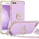 Miss Arts for iPhone 7 Plus Case, iPhone 8 Plus Case with Ring Holder Stand, Electroplated Luxury Phone Case with Lanyard Women Girls, Soft TPU Protective Shockproof Cover for iPhone 8/7 Plus, Purple