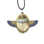 Moon Knight Necklace Egyptian Scarab Compass Pendant With Vintage Leather Cord Men's Costume Jewelry Accessory, 4.5x3.5x4/1.77”x1.37”x1.57”(LxWxH), Zinc Alloy, No Gemstone