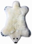 Gracefur Genuine Australia Sheepskin Area Rug Soft Lambskin Decorative Rug Bear Design for Baby’s Bedroom Single Pelt (White)