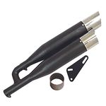 SupremeChoice Bike BSDBBC Silencer Bullet Exhaust A1 Quality Double Barrel With Glasswool Black Front Chrome Bike Silencer Exhaust With Zed Clamp & Bush for Royal Enfield Bullet Thunder Bird 350