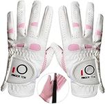 Golf Gloves Women Left Hand Right All Weather Rain Grip Value 2 Pack or Pair, Ladies Soft Pink Red Green Glove Lh Rh Both Hand Fit Size Small Medium Large XL （Small，Pair）