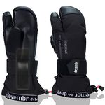 devembr Three-Finger Ski Gloves with Wrist Guards, Warm Snowboarding Gloves, Black, M