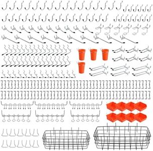 ENJOYWOOD Pegboard Organizer Accessories Kit 264 PCS, Peg Board Hooks Assortment with Bins, Cups, Baskets for 1/4in Pegboard Wall Organizer, Garage Organization, Workbench, Craft Room, Hanging Tools