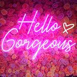 DAKABUKA Hello Gorgeous Neon Sign Hello Beautiful Pink LED Neon Lights for Home Wedding Birthday Backdrop Bacelorette Party Wth Dimmable Switch(5V,16.5X10.6inches)