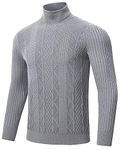 MoFiz Men's Sweaters Fashion Casual Regular Pullover Turtlenck Sweaters Winter Slim Fit Knitted for Male Light Grey XX-Large