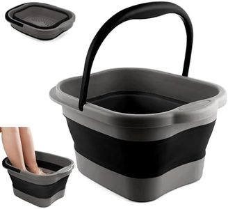 DoroSun Collapsible Foot Tub Feet Soaking Spa Bath with Massager Acupoints for Circulation, Plastic Inflatable Feet Soak Basin Foldable Foot Soaker Bucket Footbath Bowl Tools for Men Adults, Black