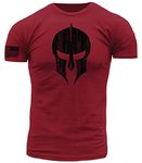 Spartan Hoplite Warrior Battle Helmet Premium Performance Blend Athletic Fit T-Shirt, Heathered Gunsmoke Cardinal Red, Medium