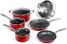 Granitestone Granite Stone Red Cookware Sets Nonstick Pots and Pans Set– 10pc Kitchen Cookware Sets |Cookware Pots and Pans for Cooking Pan Set | Diamond Cookware Set Non Sticking Pan Set