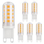 DiCUNO G9 LED Bulbs Warm White 2700K, 3W, 30W Halogen Equivalent, 410LM, Not Dimmable, Energy Saving G9 LED Light Bulbs for Chandelier, Ceiling Lights, 6 Pcs