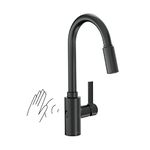 Moen 7882EWBL Genta LX Motionsense Wave Sensor Touchless One Handle High Arc Pulldown Modern Kitchen Faucet Featuring Power Clean, Matte Black