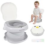Bebamour Portable Travel Potty for Toddlers, Foldable Toddler Toilet Seat with Lid, Reusable Potty Training Toilet for Boys & Girls, Compact Emergency Potty for Car, Travel & Outdoor Use, Penguins