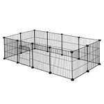 EUGAD rabbit run guinea pig run hamster playpen bunny puppy enclosure exercise fence with door diy black 12 Panels (35x35cm/panel) 142 x 72 x 36 cm 0007WL